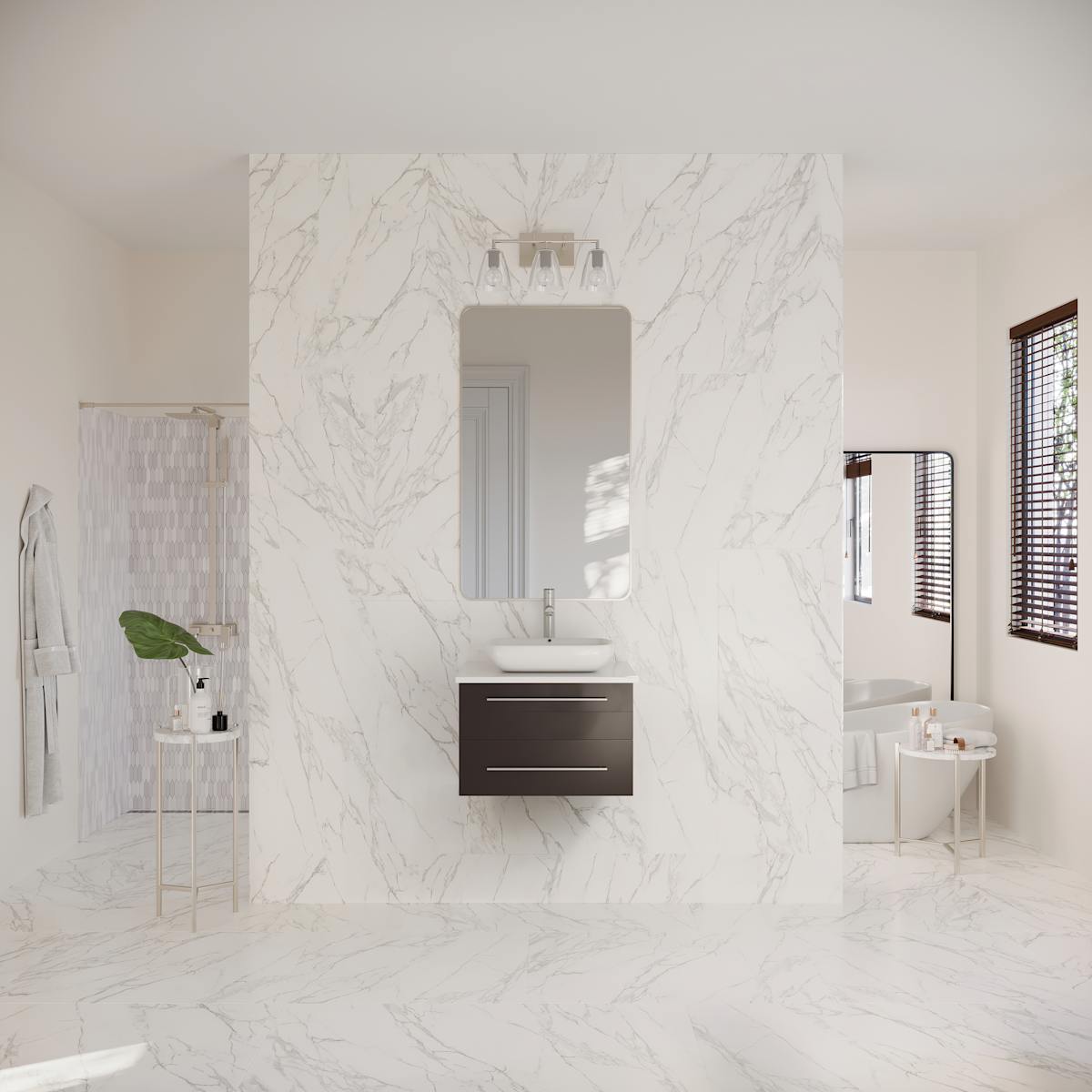 Lucera 24" Wall Mounted Single Basin Vanity Set with Cabinet and Quartz Vanity Top - image 5