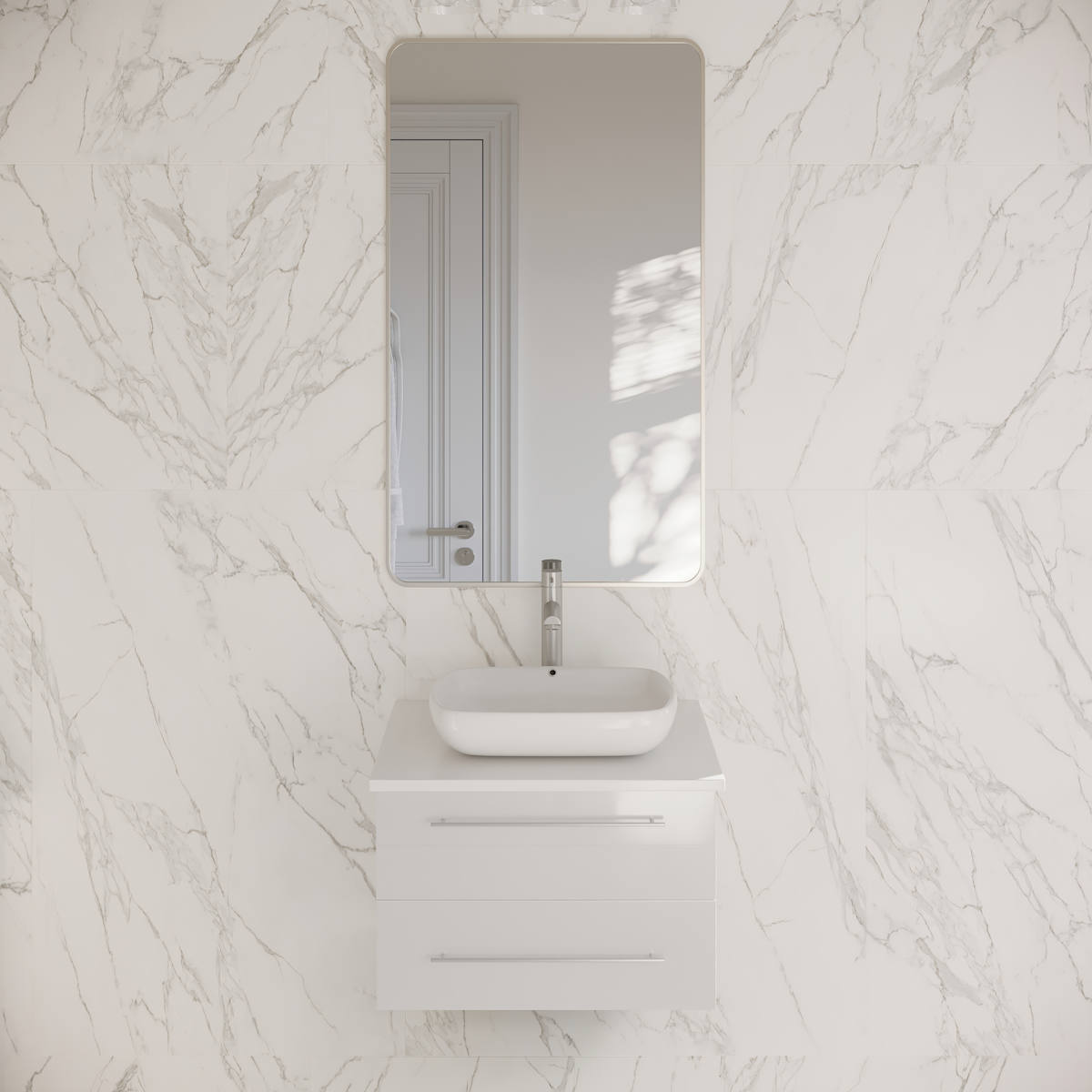 Lucera 24" Wall Mounted Single Basin Vanity Set with Cabinet and Quartz Vanity Top