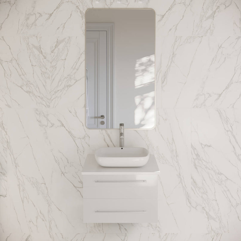 Lucera 24" Wall Mounted Single Basin Vanity Set with Cabinet and Quartz Vanity Top - image 1