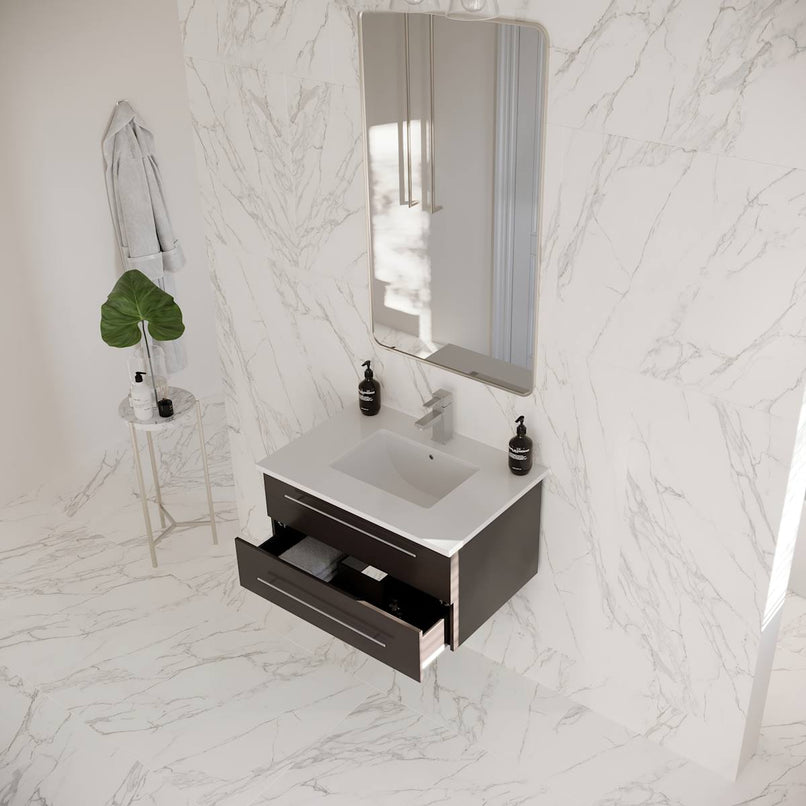 Lucera 30" Wall Mounted Single Basin Vanity Set with Cabinet and Quartz Vanity Top - image 3