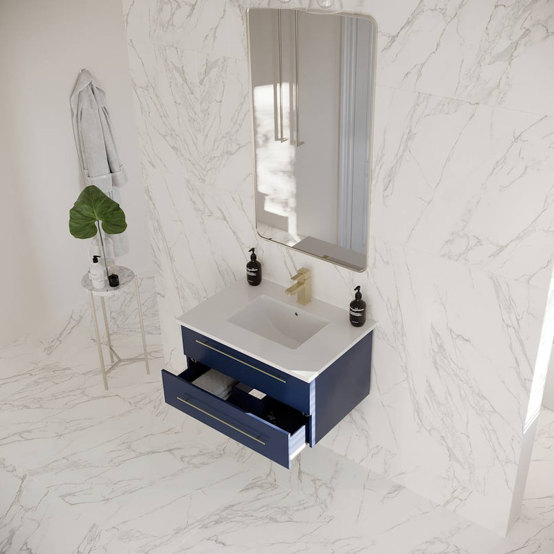 Lucera 30" Wall Mounted Single Basin Vanity Set with Cabinet and Quartz Vanity Top - image 15