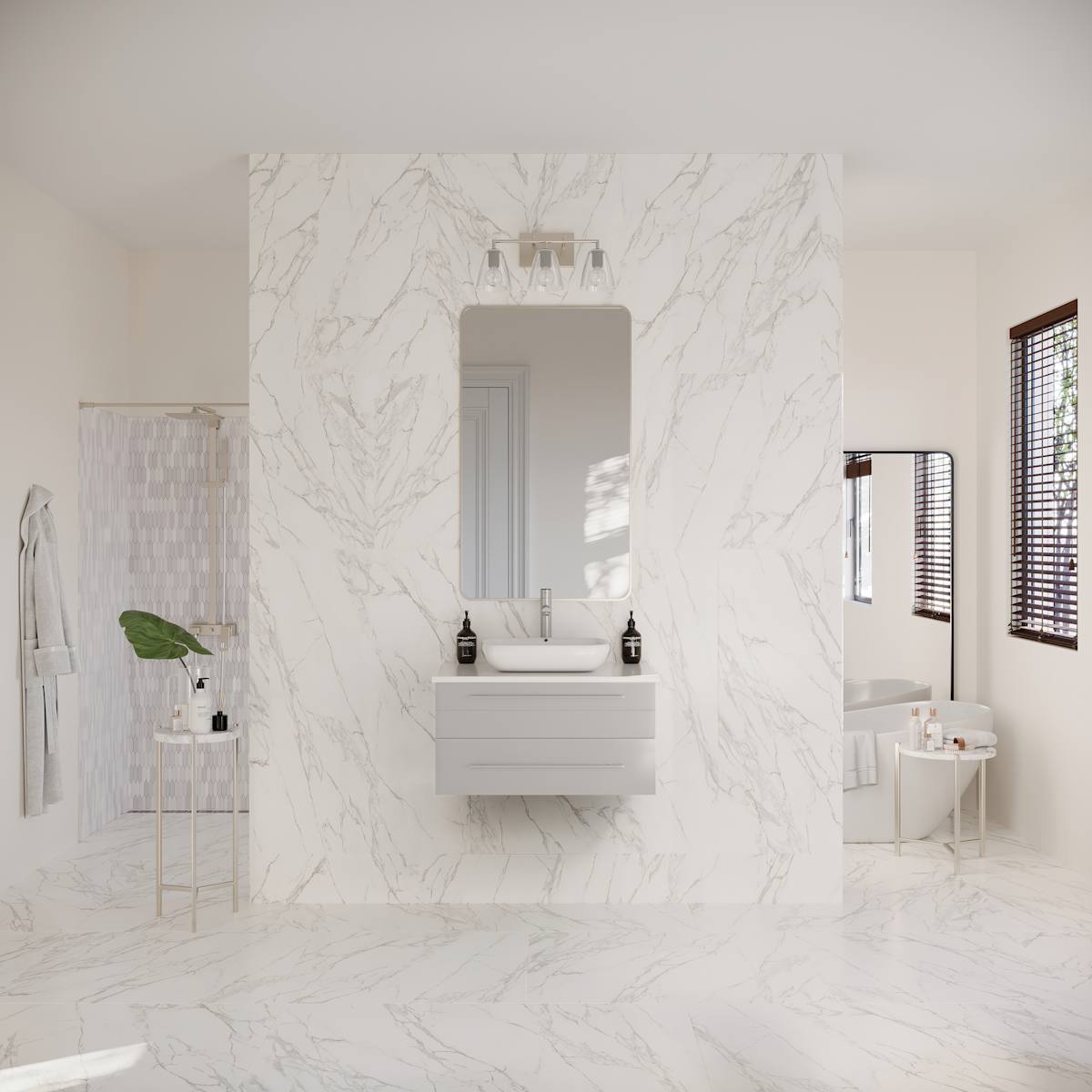 Lucera 30" Wall Mounted Single Basin Vanity Set with Cabinet and Quartz Vanity Top