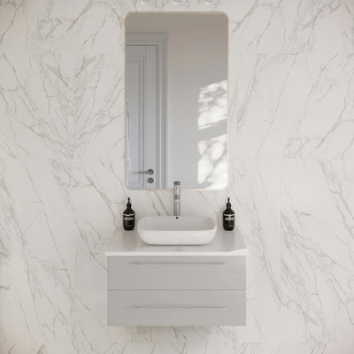 Lucera 30" Wall Mounted Single Basin Vanity Set with Cabinet and Quartz Vanity Top - image 1