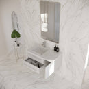 Lucera 36" Wall Mounted Single Basin Vanity Set with Cabinet, Quartz Vanity Top, and Left Offset Rectangular Sink - image 20