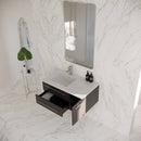 Lucera 36" Wall Mounted Single Basin Vanity Set with Cabinet, Quartz Vanity Top, and Left Offset Rectangular Sink - image 3