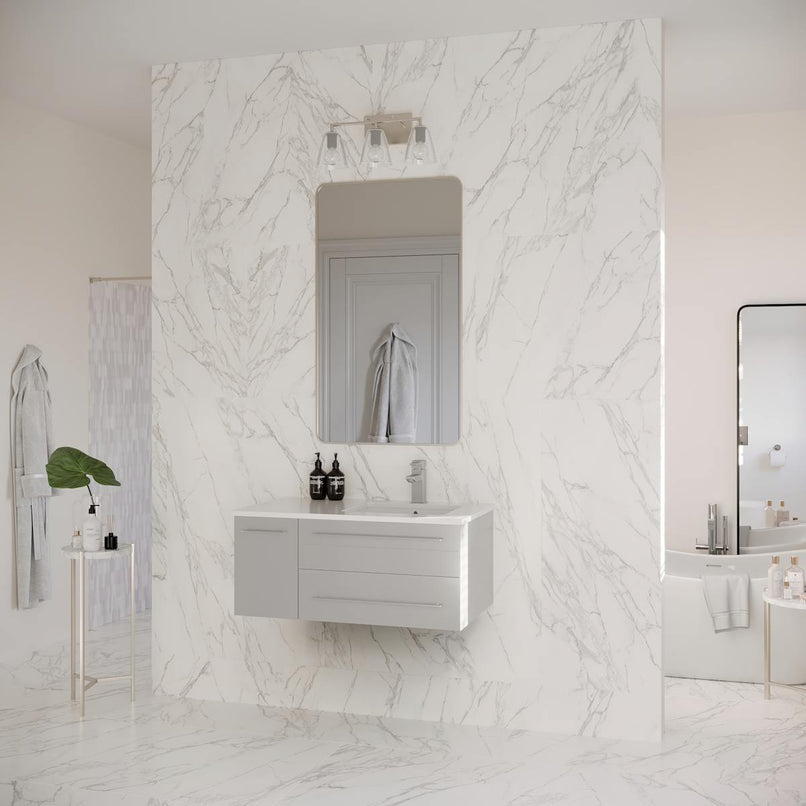 Lucera 36" Wall Mounted Single Basin Vanity Set with Cabinet, Quartz Vanity Top, and Right Offset Rectangular Sink - image 10