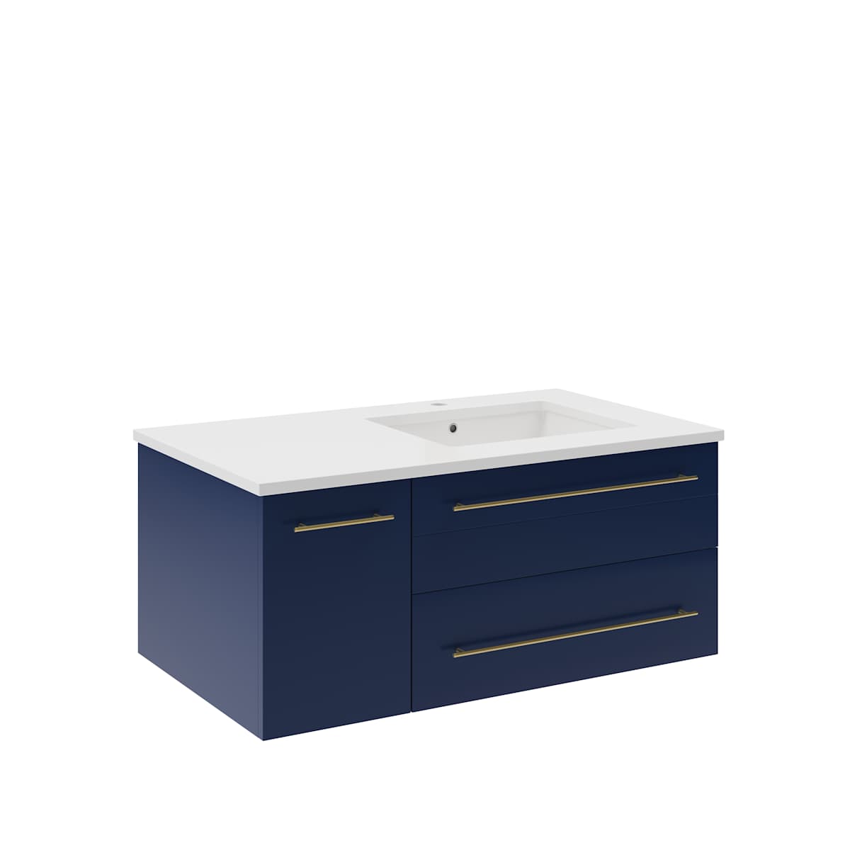 Lucera 36" Wall Mounted Single Basin Vanity Set with Cabinet, Quartz Vanity Top, and Right Offset Rectangular Sink - image 14