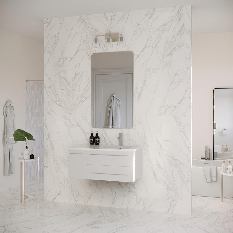 Lucera 36" Wall Mounted Single Basin Vanity Set with Cabinet, Quartz Vanity Top, and Right Offset Rectangular Sink - image 21