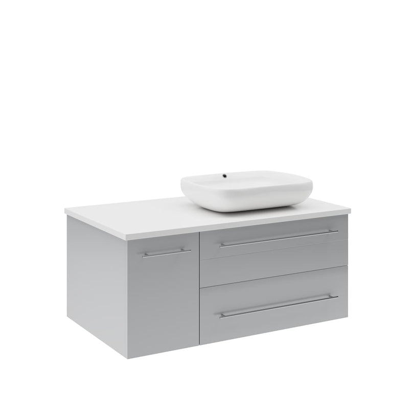 Lucera 36" Wall Mounted Single Basin Vanity Set with Cabinet, Quartz Vanity Top, and Right Offset Rectangular Vessel Sink - image 2
