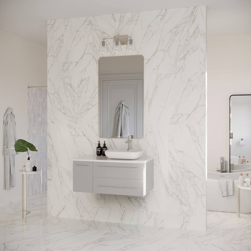 Lucera 36" Wall Mounted Single Basin Vanity Set with Cabinet, Quartz Vanity Top, and Right Offset Rectangular Vessel Sink - image 4