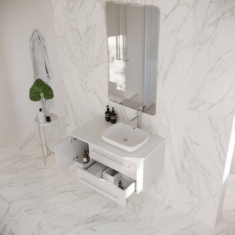 Lucera 36" Wall Mounted Single Basin Vanity Set with Cabinet, Quartz Vanity Top, and Right Offset Rectangular Vessel Sink - image 12