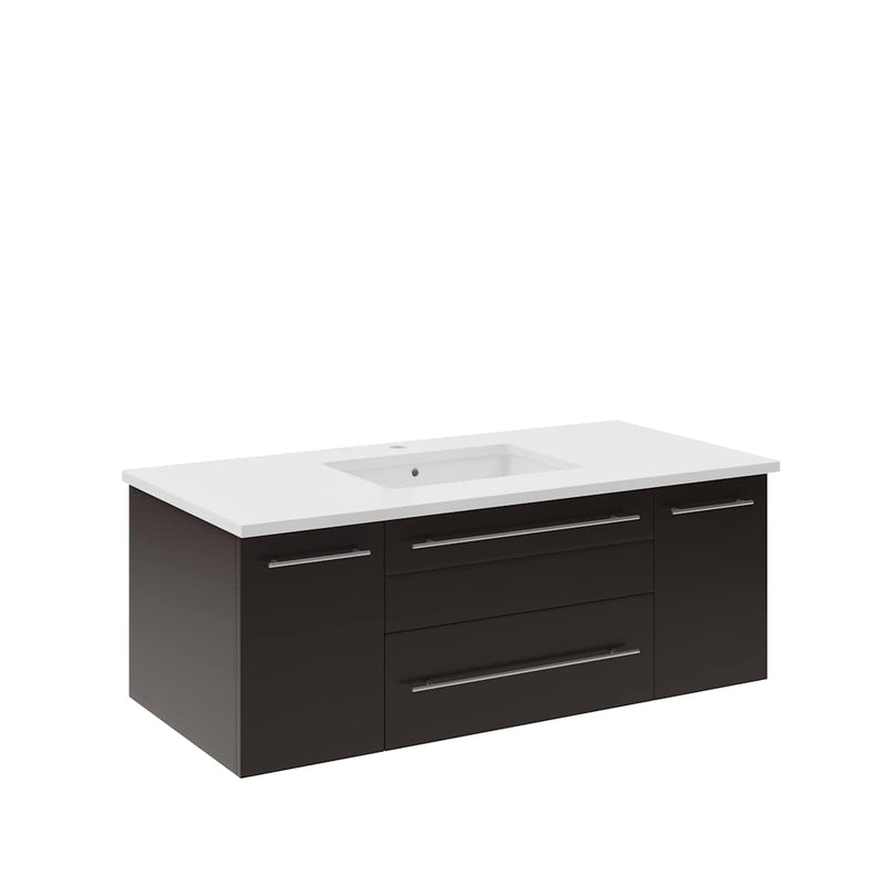 Lucera 42" Wall Mounted Single Basin Vanity Set with Cabinet and Quartz Vanity Top - image 2