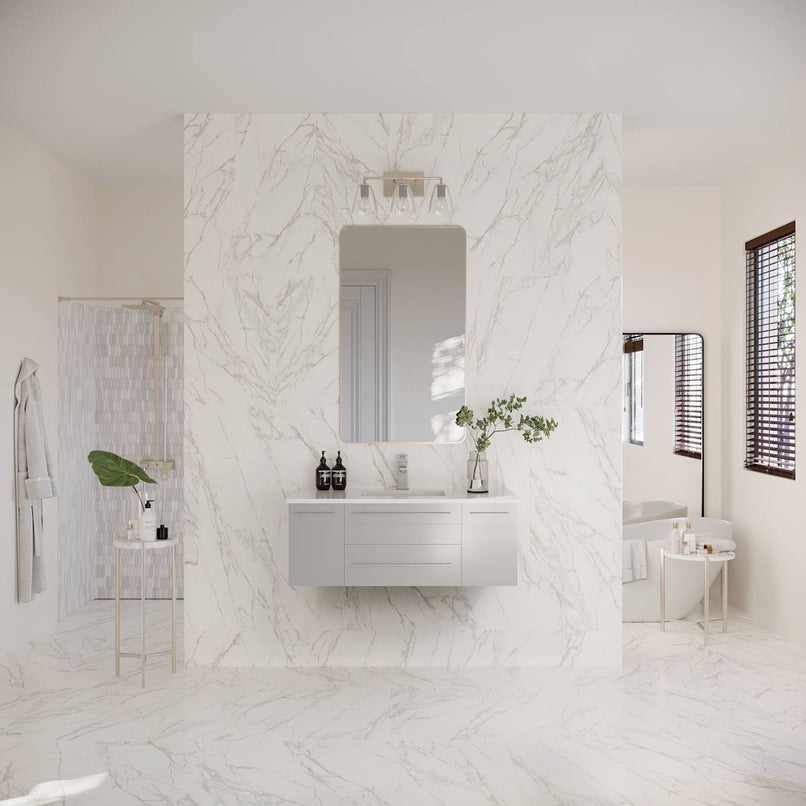 Lucera 42" Wall Mounted Single Basin Vanity Set with Cabinet and Quartz Vanity Top - image 11