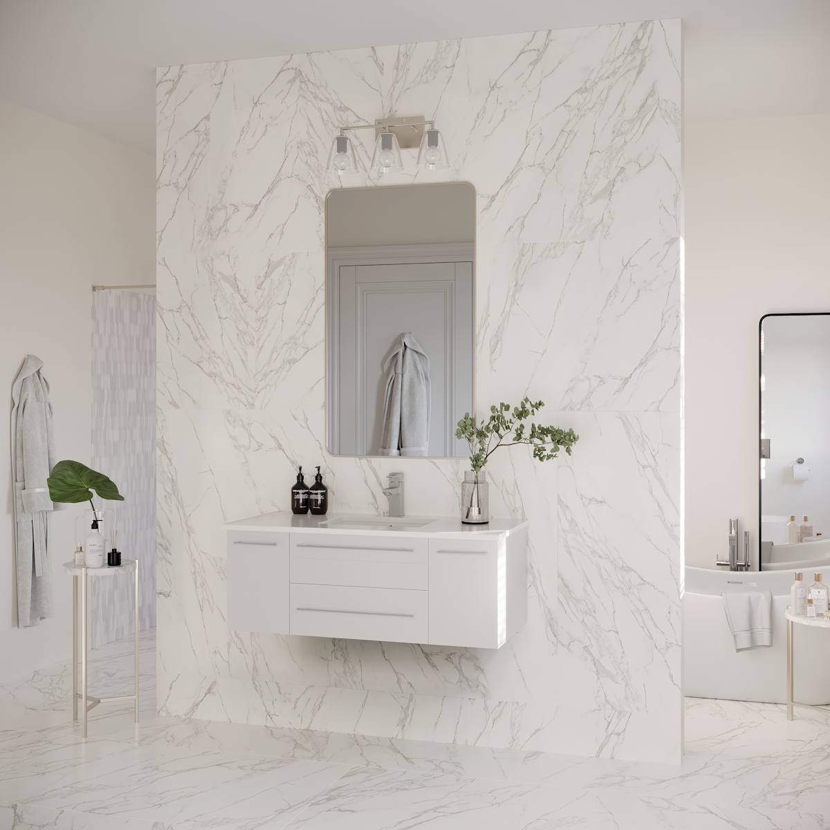 Lucera 42" Wall Mounted Single Basin Vanity Set with Cabinet and Quartz Vanity Top - image 16