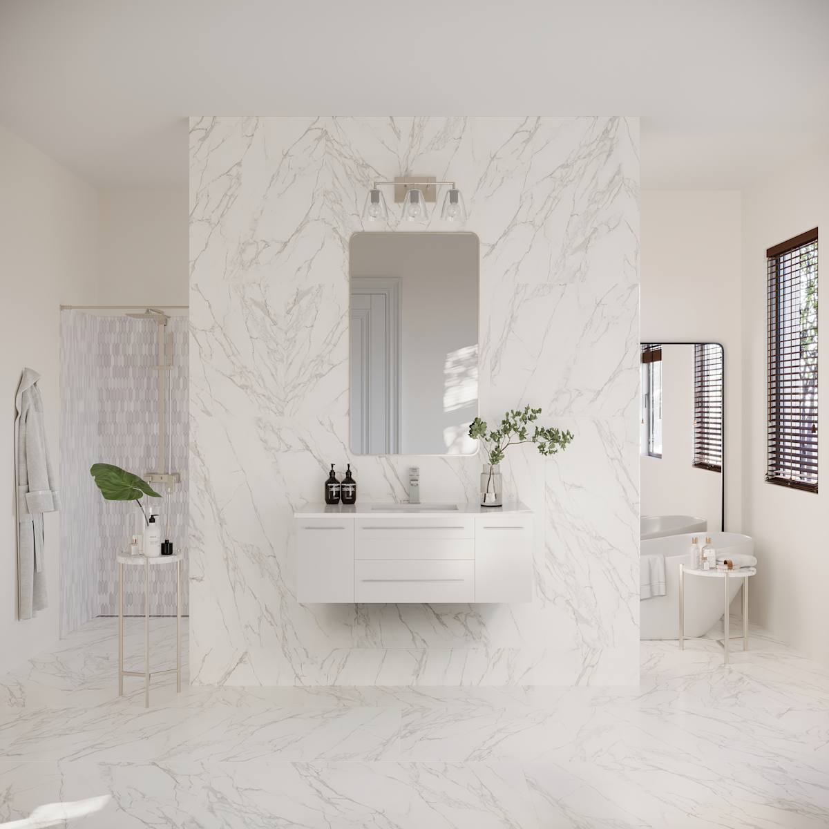Lucera 42" Wall Mounted Single Basin Vanity Set with Cabinet and Quartz Vanity Top - image 17