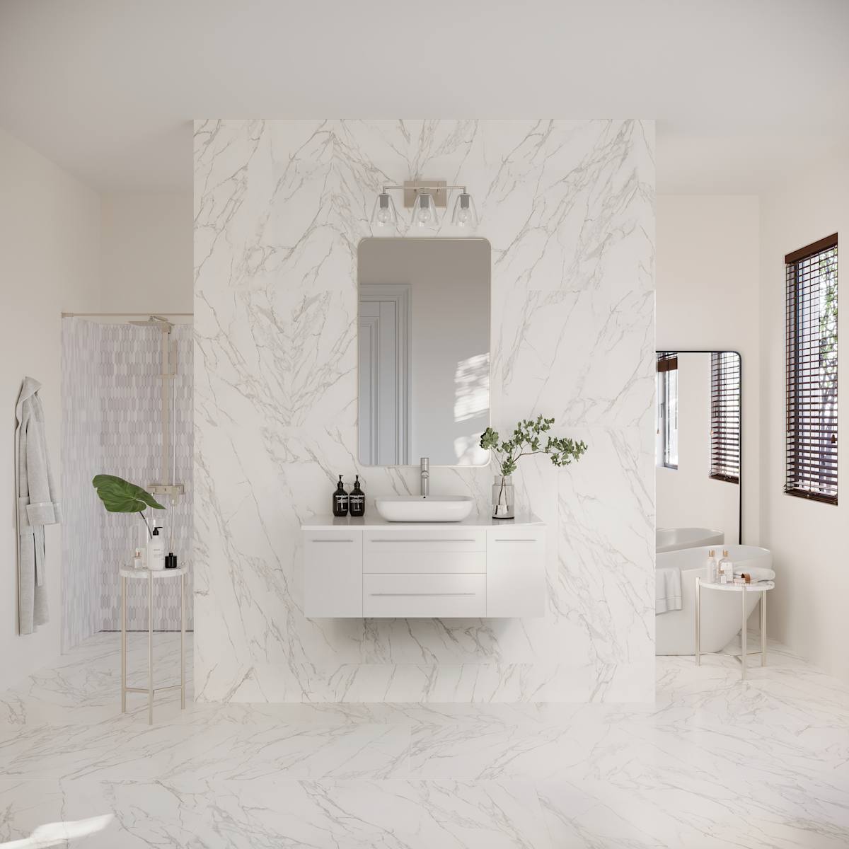 Lucera 42" Wall Mounted Single Basin Vanity Set with Cabinet and Quartz Vanity Top - image 17