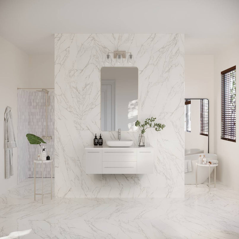 Lucera 42" Wall Mounted Single Basin Vanity Set with Cabinet and Quartz Vanity Top - image 17