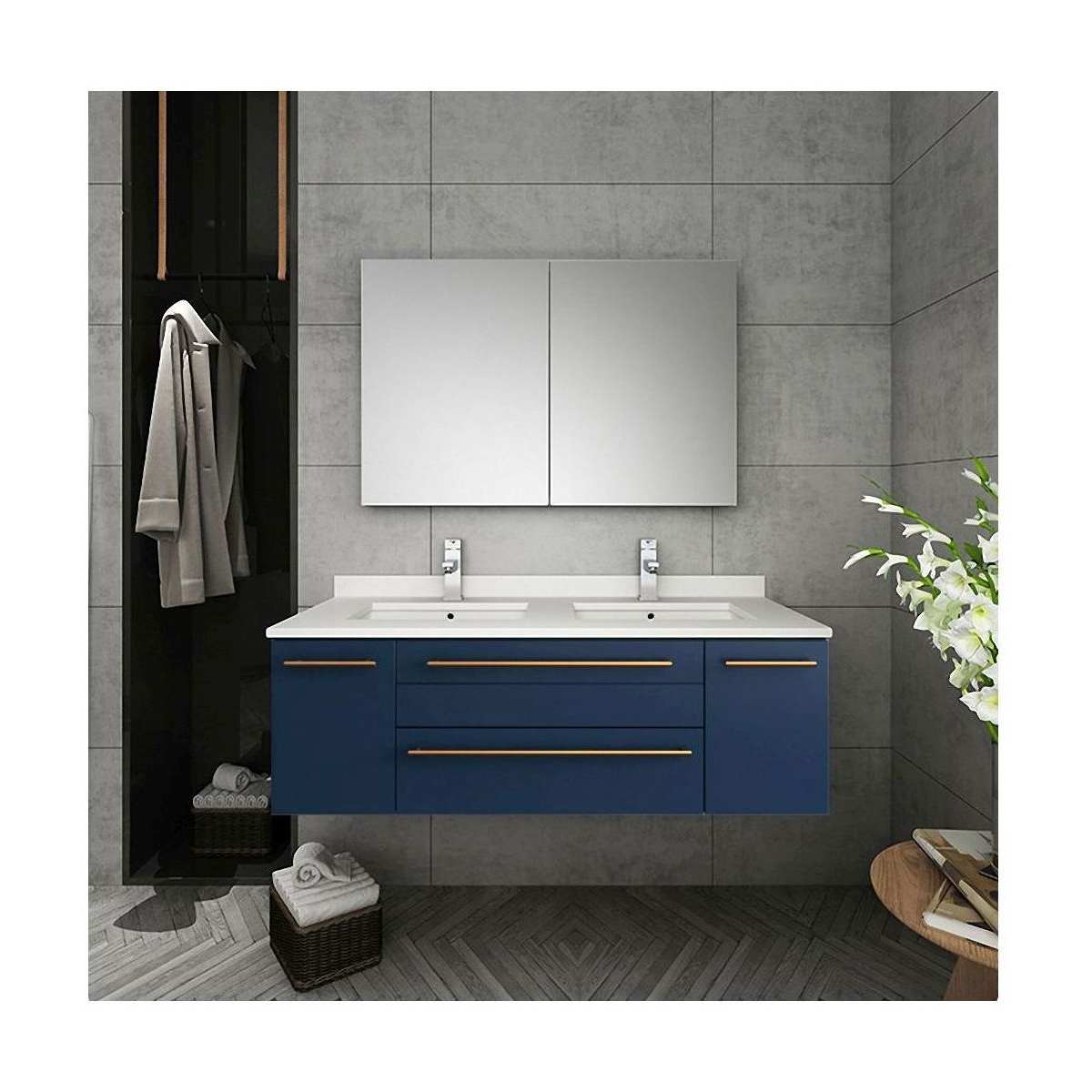 Lucera 48" Double Wall Mounted Vanity Cabinet Only - Less Vanity Top