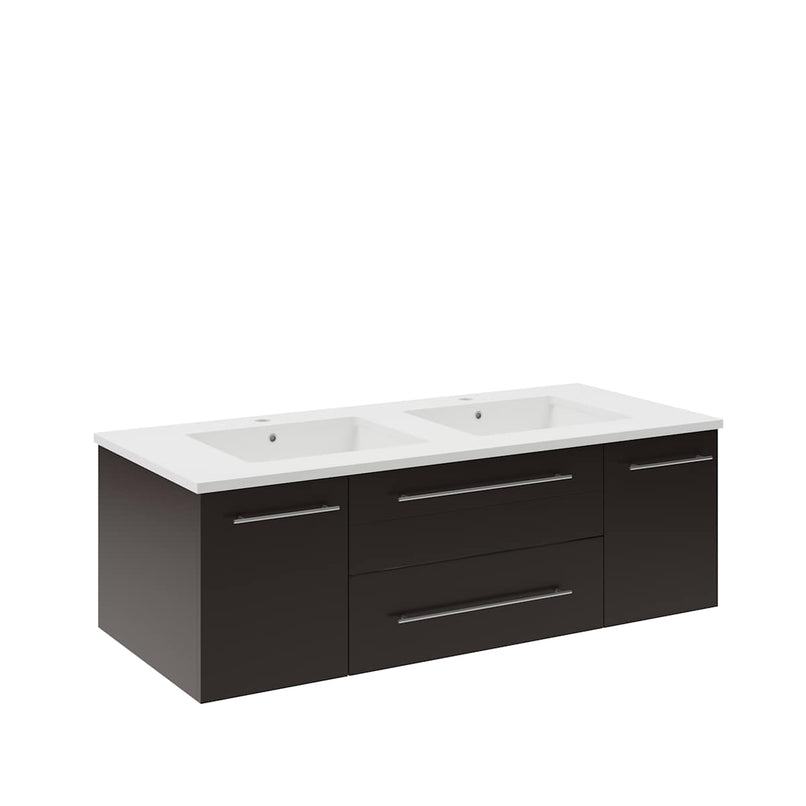 Lucera 48" Wall Mounted Double Basin Vanity Set with Cabinet and Quartz Vanity Top - image 2
