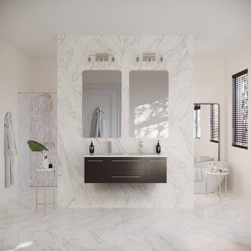 Lucera 48" Wall Mounted Double Basin Vanity Set with Cabinet and Quartz Vanity Top - image 5