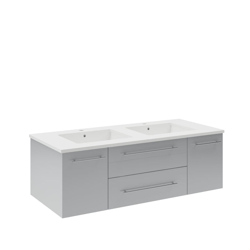 Lucera 48" Wall Mounted Double Basin Vanity Set with Cabinet and Quartz Vanity Top - image 8