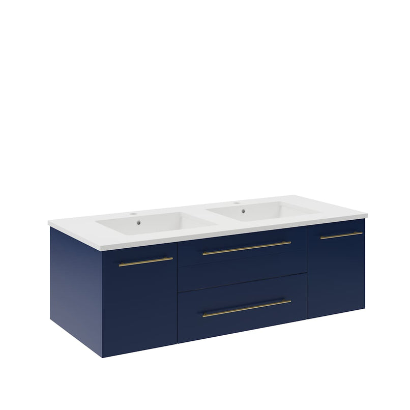 Lucera 48" Wall Mounted Double Basin Vanity Set with Cabinet and Quartz Vanity Top - image 14