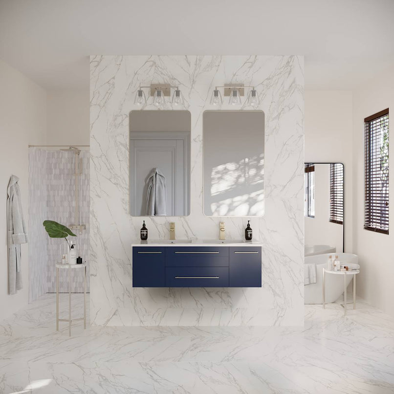 Lucera 48" Wall Mounted Double Basin Vanity Set with Cabinet and Quartz Vanity Top - image 17