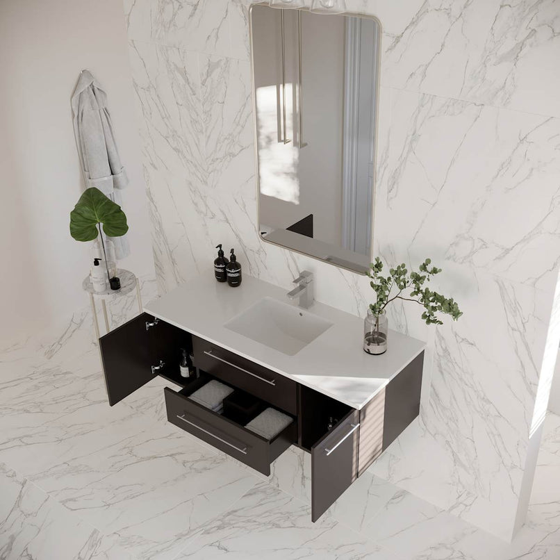 Lucera 48" Wall Mounted Single Basin Vanity Set with Cabinet and Quartz Vanity Top - image 3