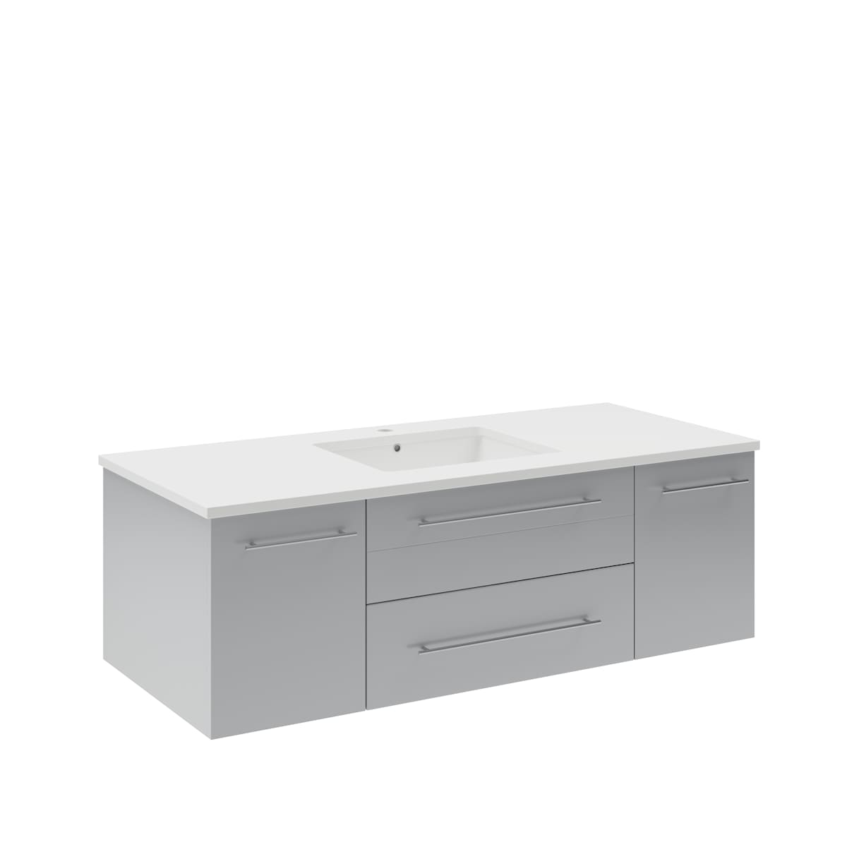 Lucera 48" Wall Mounted Single Basin Vanity Set with Cabinet and Quartz Vanity Top