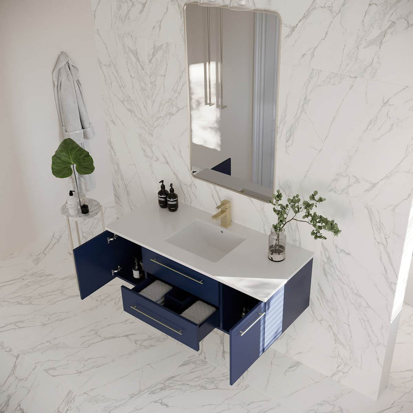 Lucera 48" Wall Mounted Single Basin Vanity Set with Cabinet and Quartz Vanity Top - image 15