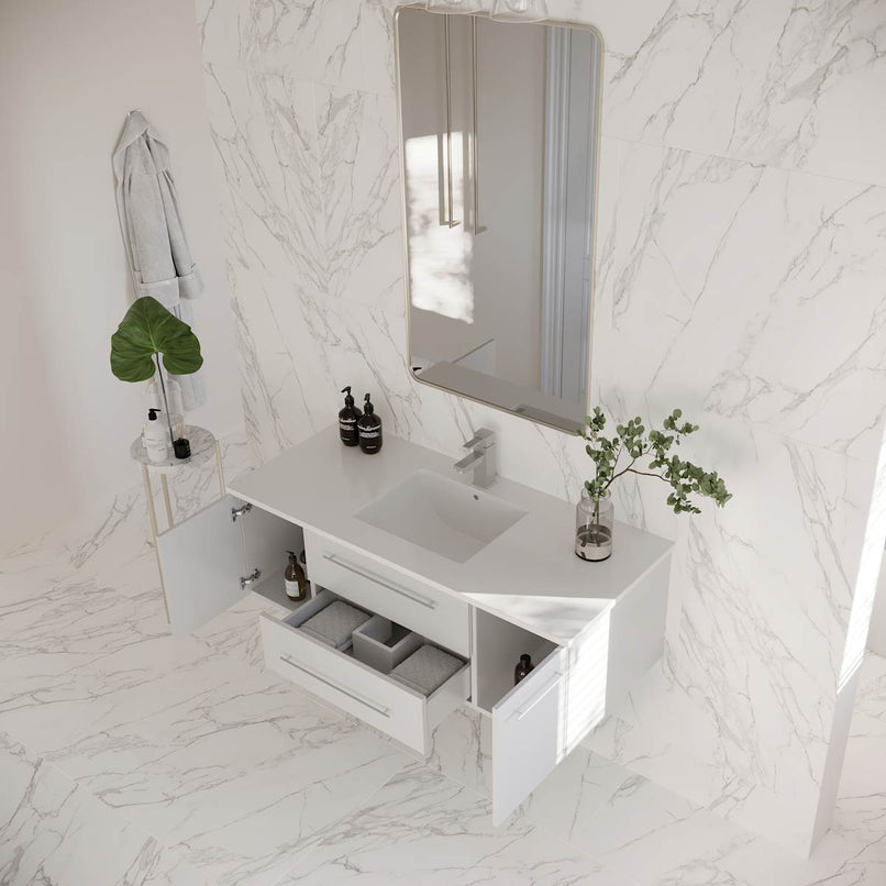 Lucera 48" Wall Mounted Single Basin Vanity Set with Cabinet and Quartz Vanity Top - image 20