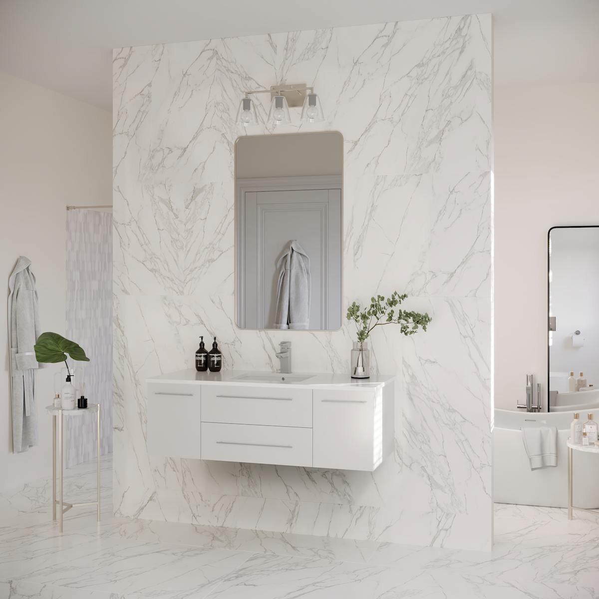 Lucera 48" Wall Mounted Single Basin Vanity Set with Cabinet and Quartz Vanity Top - image 21