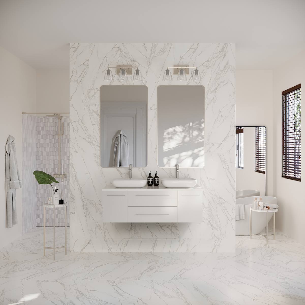 Lucera 48" Wall Mounted Double Basin Vanity Set with Wood Cabinet and Quartz Vanity Top - image 16