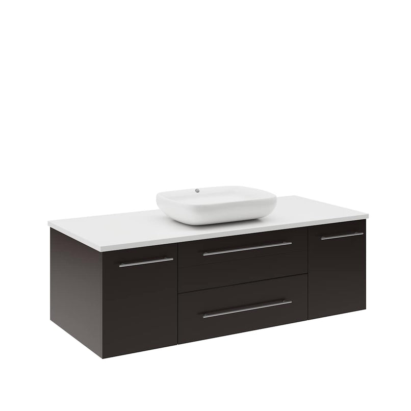 Lucera 48" Wall Mounted Single Basin Vanity Set with Cabinet and Quartz Vanity Top - image 2