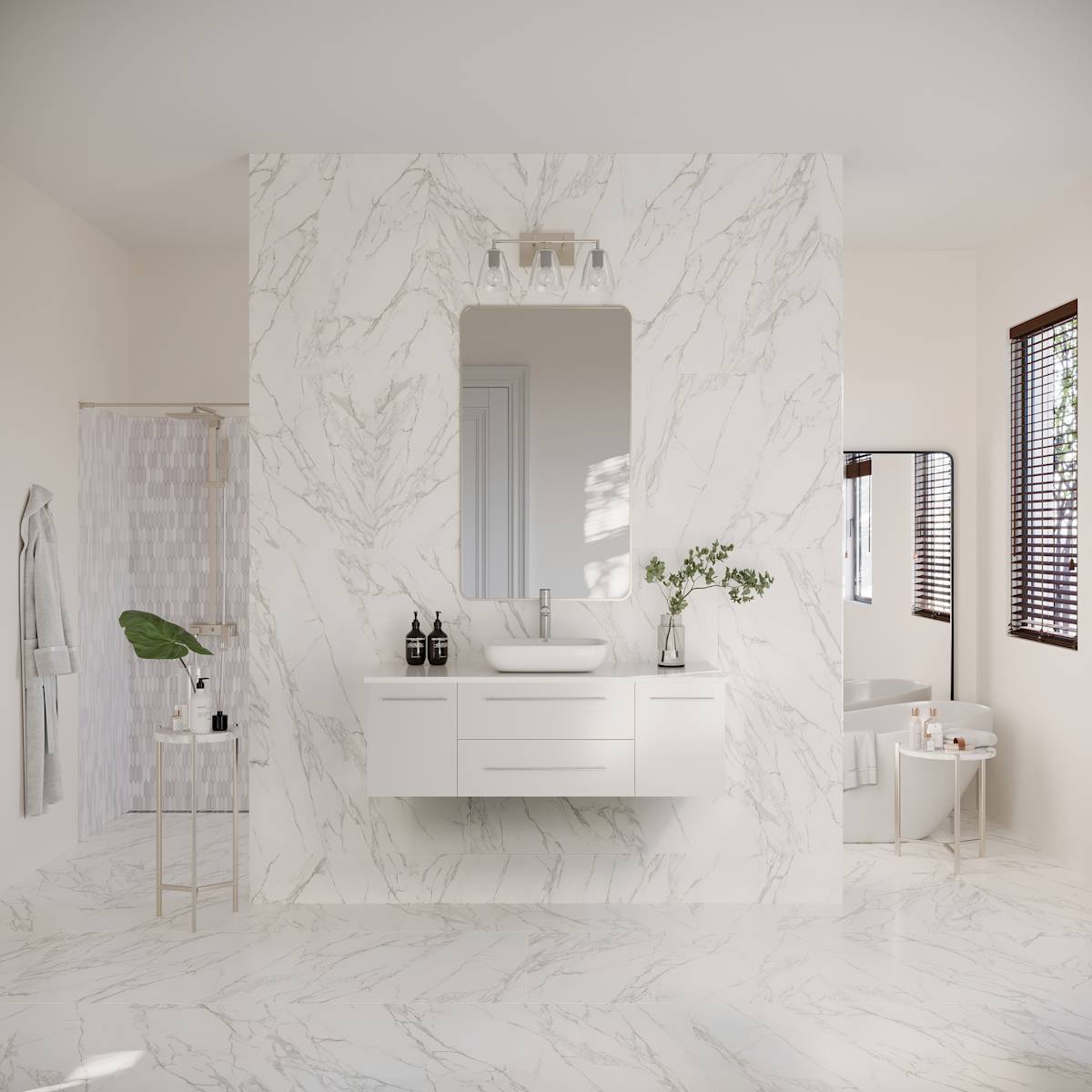 Lucera 48" Wall Mounted Single Basin Vanity Set with Cabinet and Quartz Vanity Top - image 17