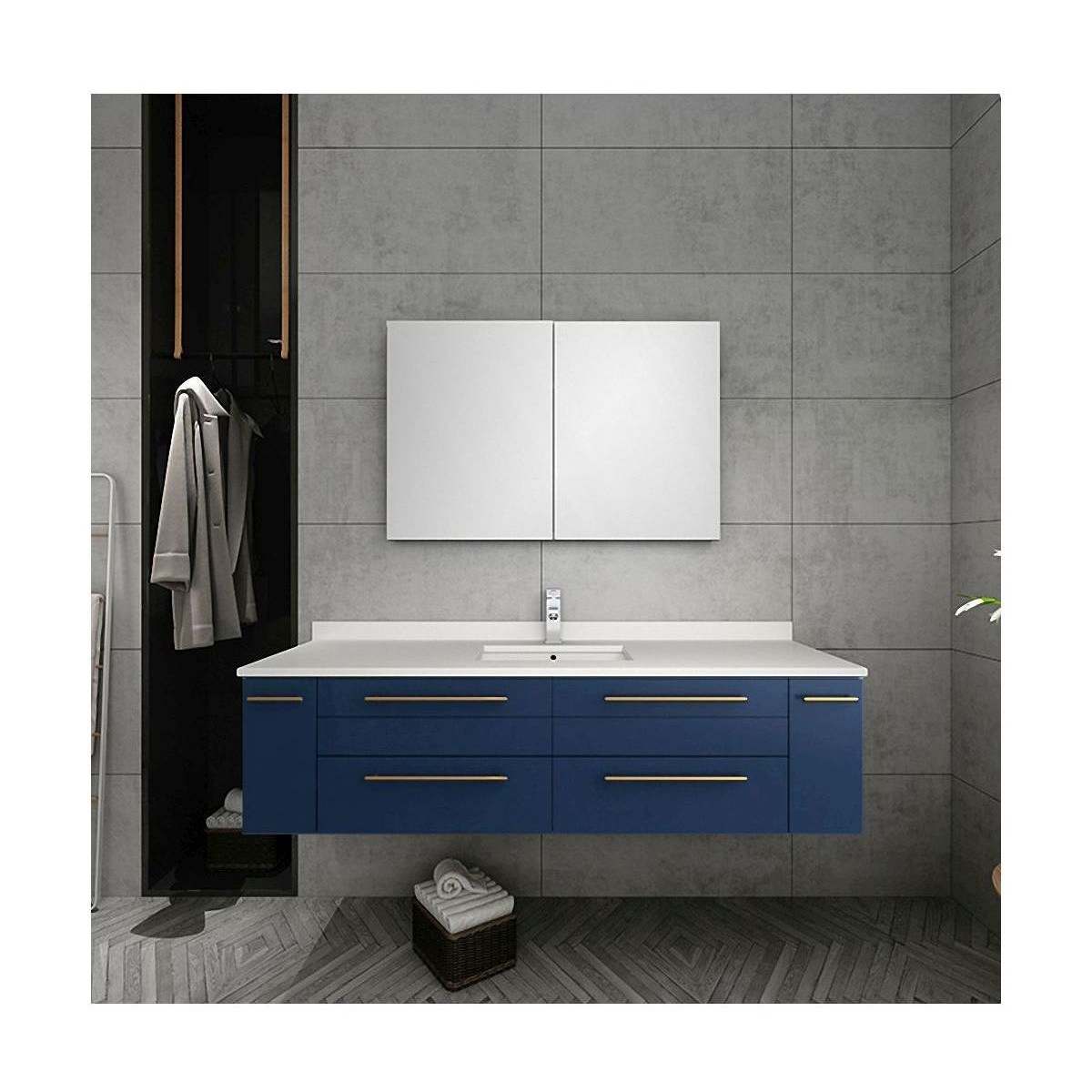 Lucera 60" Single Wall Mounted Vanity Cabinet Only - Less Vanity Top