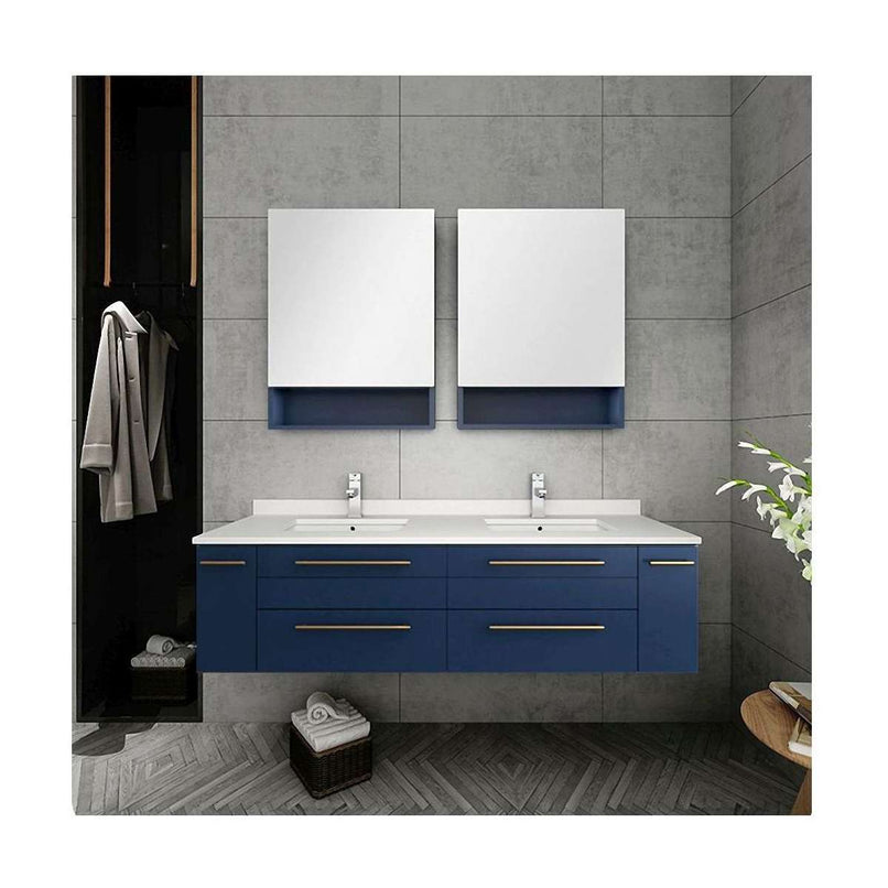 Lucera 60" Double Wall Mounted Vanity Cabinet Only - Less Vanity Top - image 8