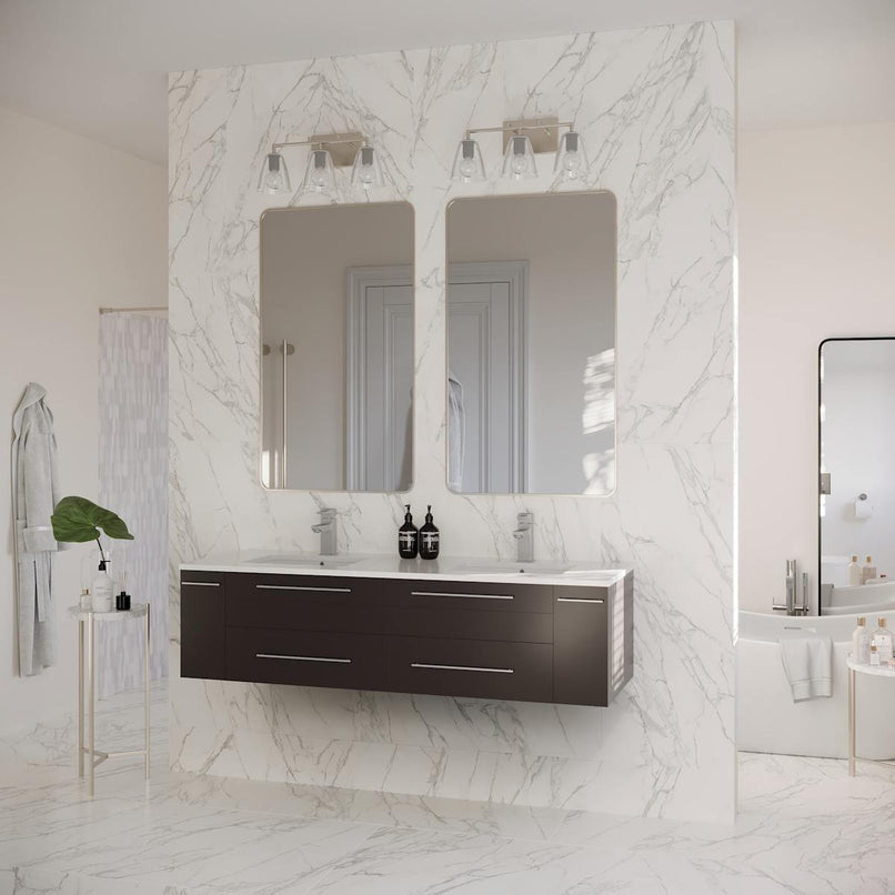 Lucera 60" Wall Mounted Double Basin Vanity Set with Cabinet and Quartz Vanity Top - image 4