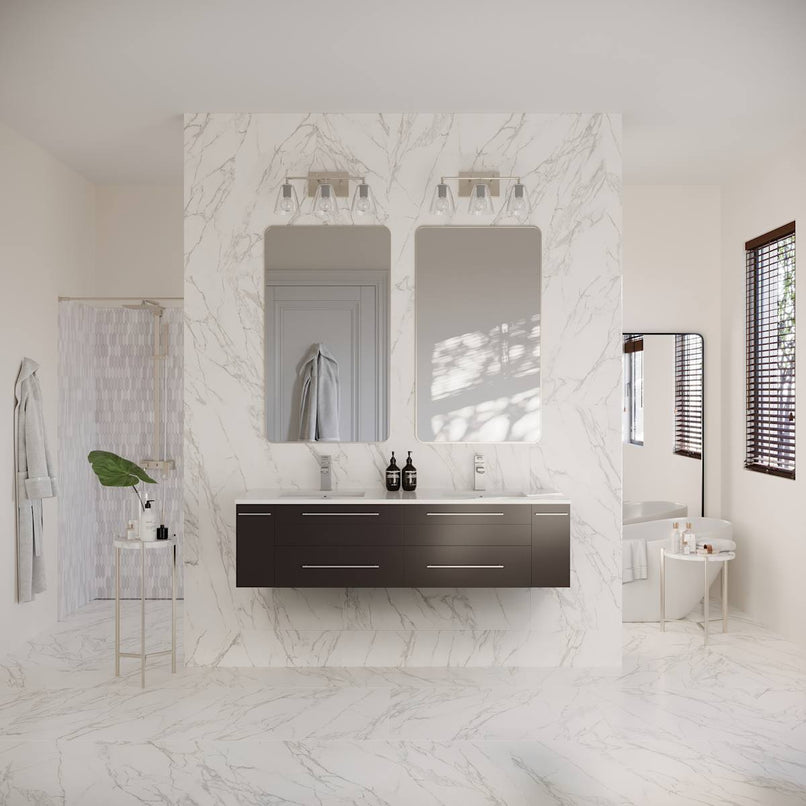 Lucera 60" Wall Mounted Double Basin Vanity Set with Cabinet and Quartz Vanity Top - image 5