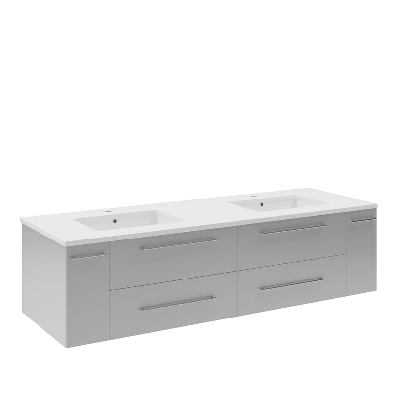 Lucera 60" Wall Mounted Double Basin Vanity Set with Cabinet and Quartz Vanity Top - image 8