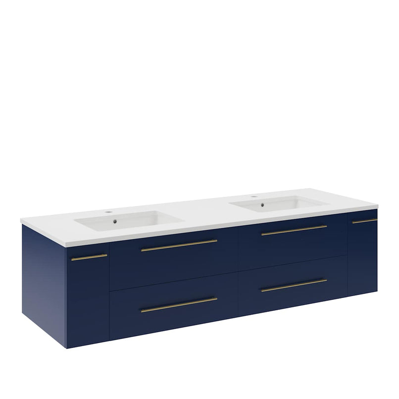Lucera 60" Wall Mounted Double Basin Vanity Set with Cabinet and Quartz Vanity Top - image 14