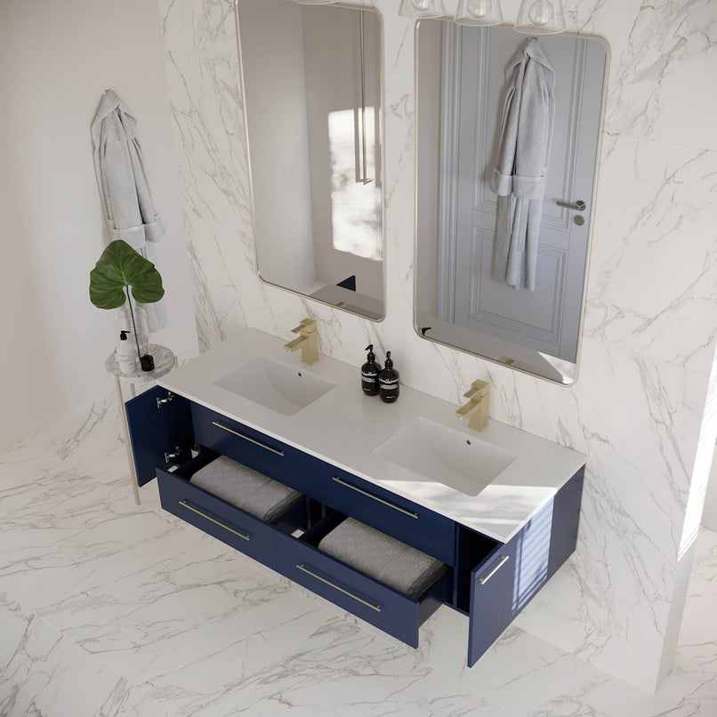 Lucera 60" Wall Mounted Double Basin Vanity Set with Cabinet and Quartz Vanity Top - image 15