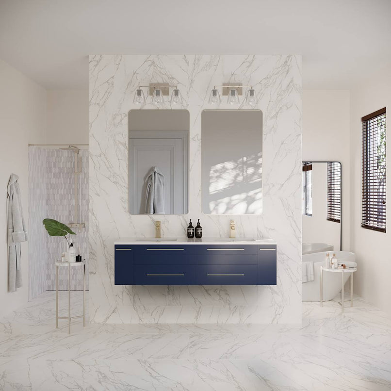 Lucera 60" Wall Mounted Double Basin Vanity Set with Cabinet and Quartz Vanity Top - image 17