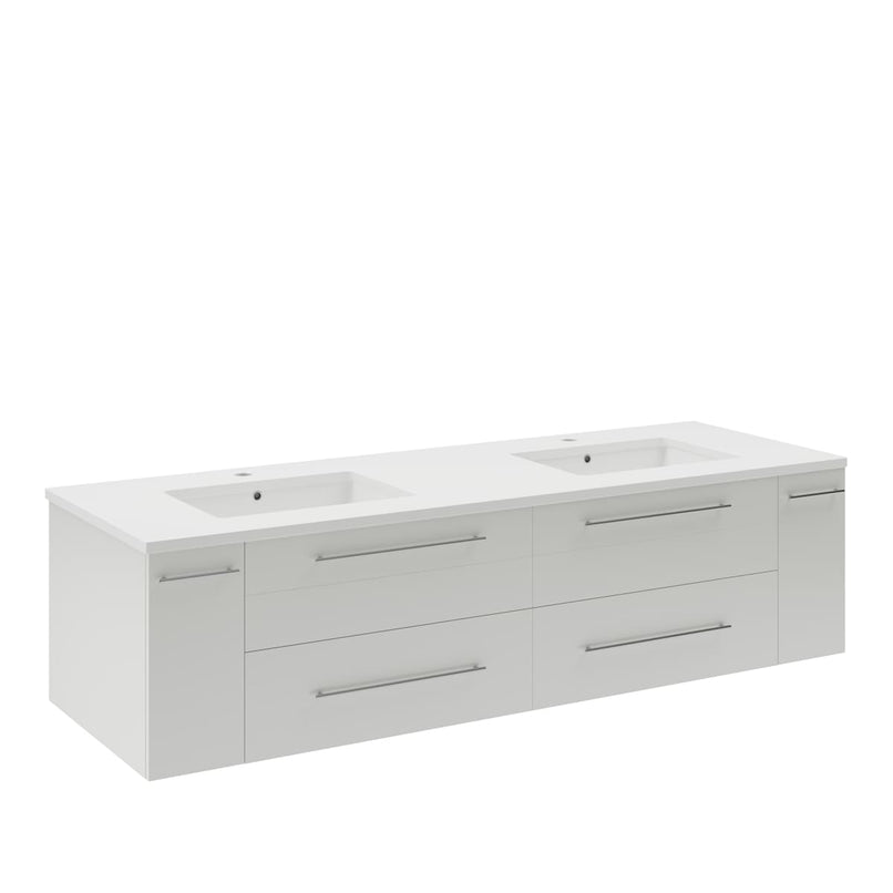 Lucera 60" Wall Mounted Double Basin Vanity Set with Cabinet and Quartz Vanity Top - image 19