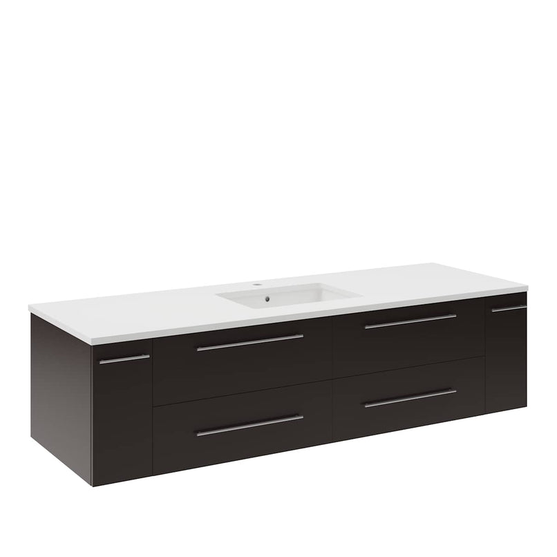 Lucera 60" Wall Mounted Single Basin Vanity Set with Cabinet and Quartz Vanity Top - image 2