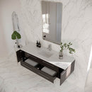 Lucera 60" Wall Mounted Single Basin Vanity Set with Cabinet and Quartz Vanity Top - image 3