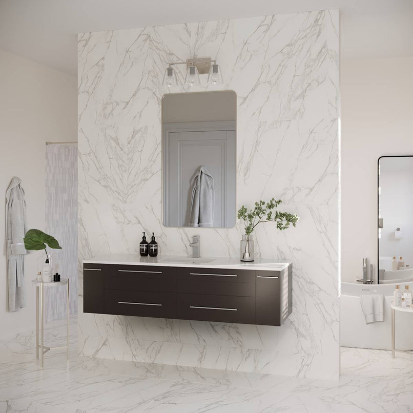 Lucera 60" Wall Mounted Single Basin Vanity Set with Cabinet and Quartz Vanity Top - image 4