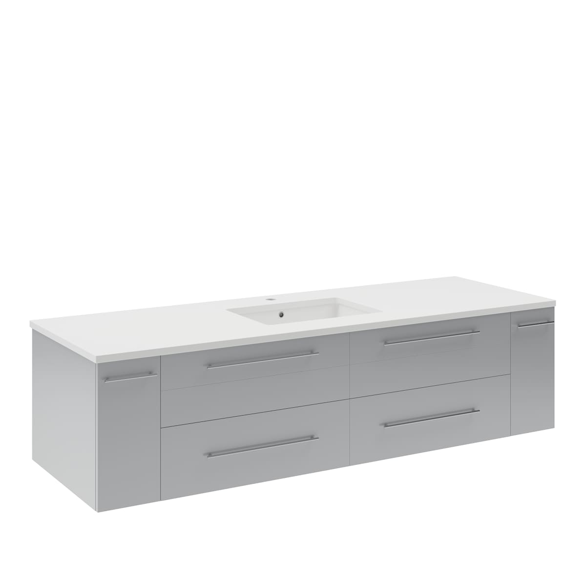 Lucera 60" Wall Mounted Single Basin Vanity Set with Cabinet and Quartz Vanity Top