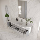 Lucera 60" Wall Mounted Single Basin Vanity Set with Cabinet and Quartz Vanity Top - image 9