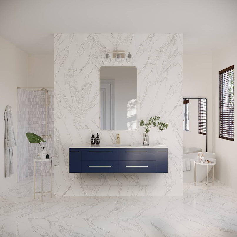 Lucera 60" Wall Mounted Single Basin Vanity Set with Cabinet and Quartz Vanity Top - image 17